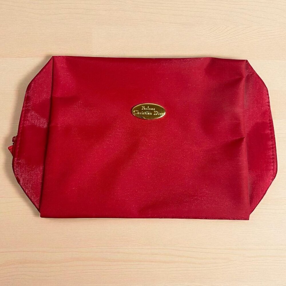Christian Dior Parfums Red Nylon Travel Make-Up Bag